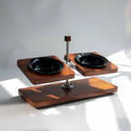 Mid-Century Modern Wooden Pet Bowl Stand – Adjustable Elevated Feeder