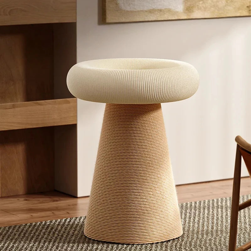 Modern mushroom cat scratcher tower with plush perch and natural sisal scratching surface