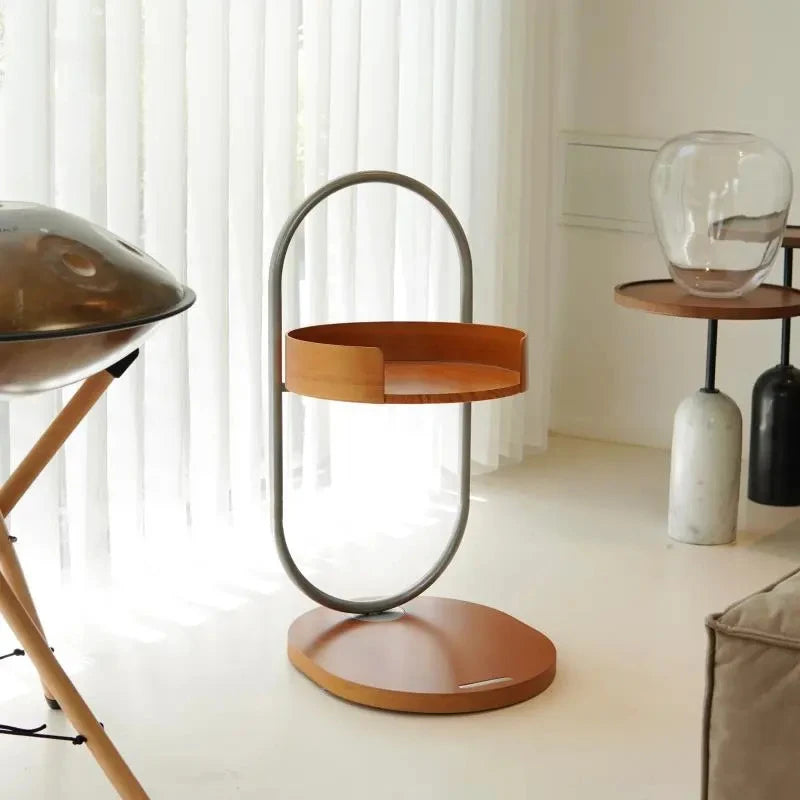 Modern elevated cat bed featuring a solid wood platform