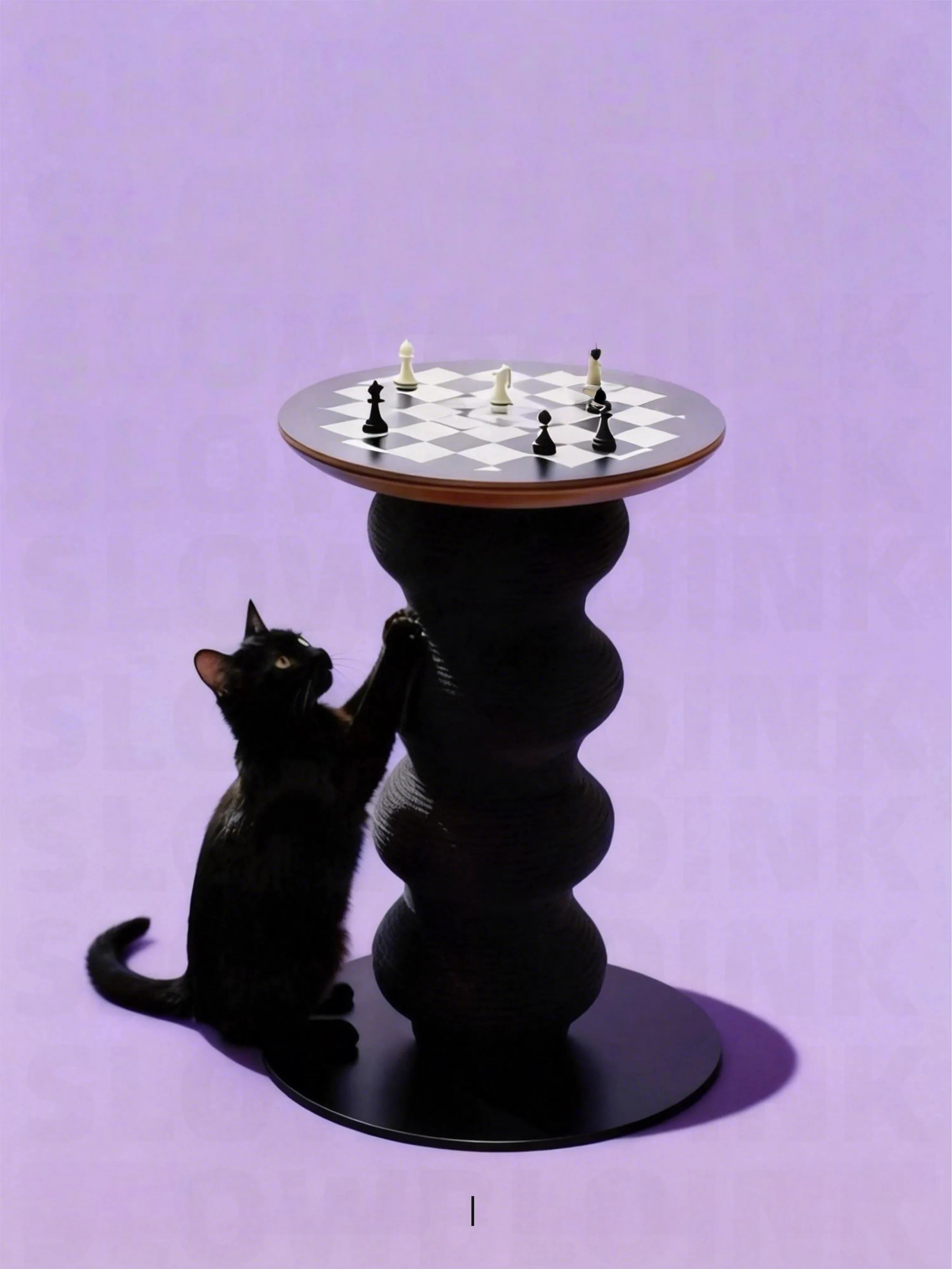 Modern chessboard cat side table with integrated eco