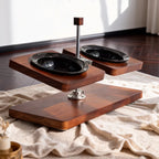Mid-Century Modern Wooden Pet Bowl Stand – Adjustable Elevated Feeder