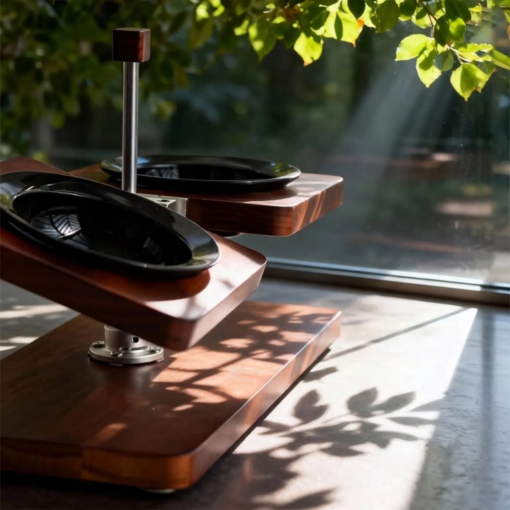 Mid-Century Modern Wooden Pet Bowl Stand – Adjustable Elevated Feeder