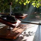 Mid-Century Modern Wooden Pet Bowl Stand – Adjustable Elevated Feeder