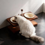 Mid-Century Modern Wooden Pet Bowl Stand – Adjustable Elevated Feeder