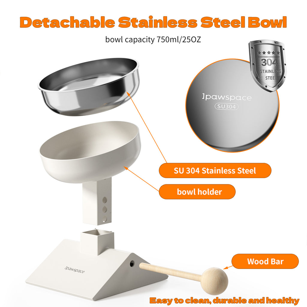304 Food-Grade Stainless Steel Cat Food Bowl - Adjustable Angle 0–17.5°