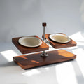 Mid-Century Modern Wooden Pet Bowl Stand – Adjustable Elevated Feeder