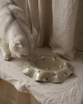 The Waving by DUASY - handmade ceramic slow feeder bowl with gold polka dots, Fixture Line