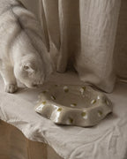 The Waving by DUASY - handmade ceramic slow feeder bowl with gold polka dots, Fixture Line