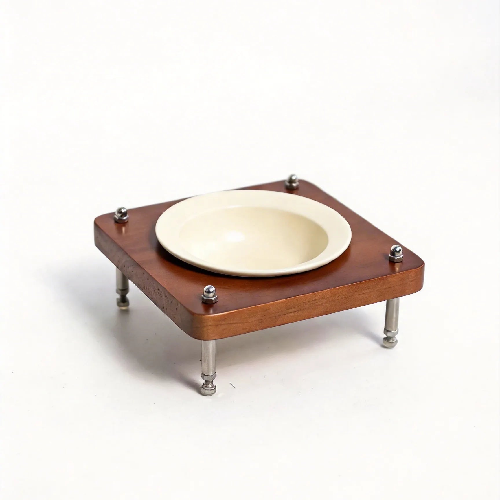 Luxury handcrafted pet feeder with anti-slip silicone gasket