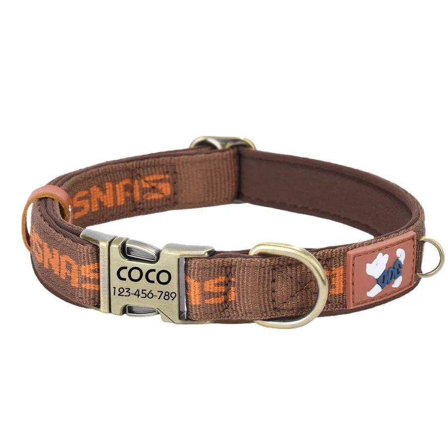 Cartoon Print Pattern  Pet Collar with Metal Buckle Ribbon Dog Collar with Engraving