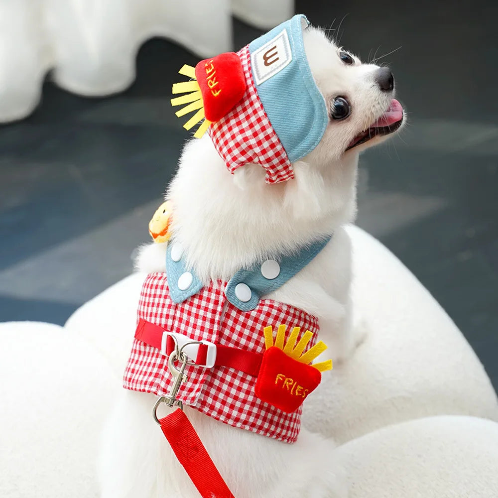 Materials Personalized Spring Summer Dogs Fashion Pet Harness Set Lights Traction Rope Outing Clothing Durable