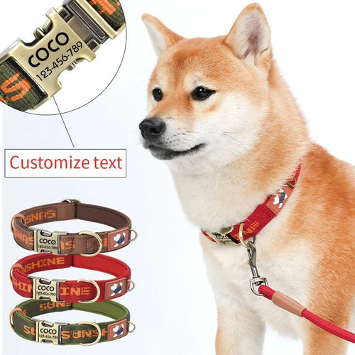 Cartoon Print Pattern  Pet Collar with Metal Buckle Ribbon Dog Collar with Engraving