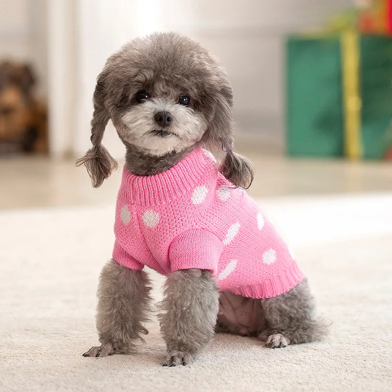 Pet Sweater Polka Dot Design Simple Fashion Dog Christmas Clothing