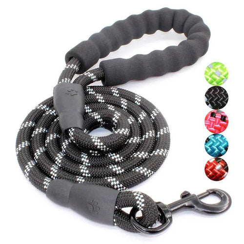 Durable Nylon Reflective Dog Leash Heavy Duty Pet Traction Rope Adjustable Length for Large Medium Dogs Training Walking