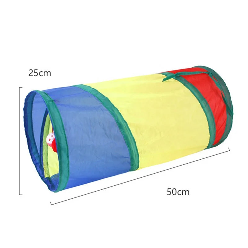 Foldable Three-Tube Cat Tunnel Toy: A minimalist design made from durable polyester fabric, specially crafted for pets and cats