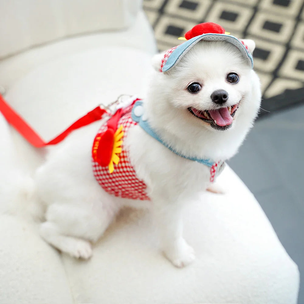 Materials Personalized Spring Summer Dogs Fashion Pet Harness Set Lights Traction Rope Outing Clothing Durable