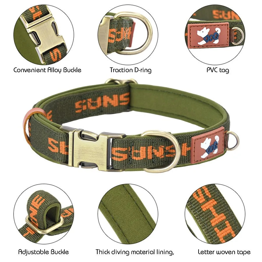 Cartoon Print Pattern  Pet Collar with Metal Buckle Ribbon Dog Collar with Engraving