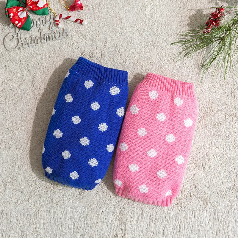 Pet Sweater Polka Dot Design Simple Fashion Dog Christmas Clothing