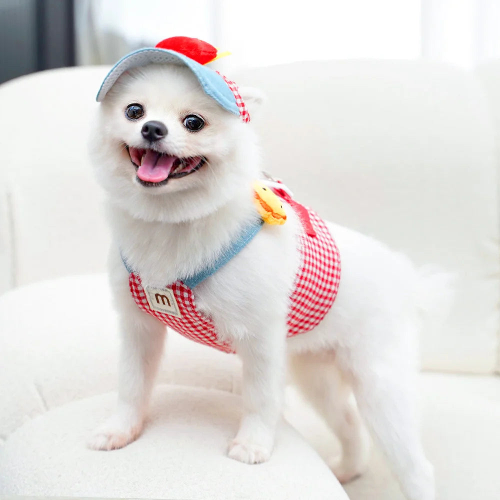 Materials Personalized Spring Summer Dogs Fashion Pet Harness Set Lights Traction Rope Outing Clothing Durable