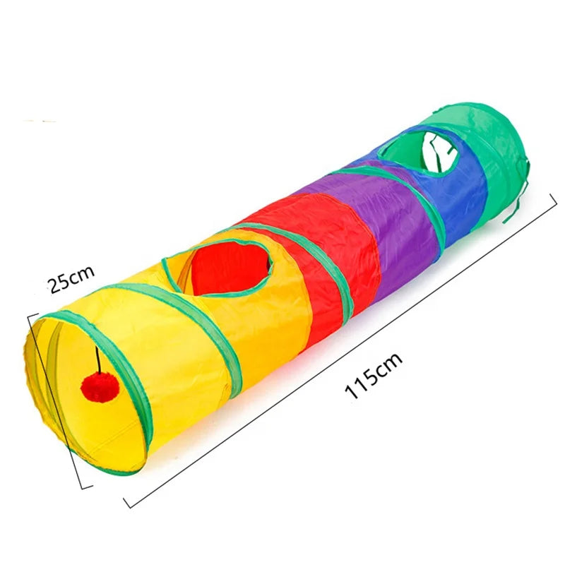 Foldable Three-Tube Cat Tunnel Toy: A minimalist design made from durable polyester fabric, specially crafted for pets and cats