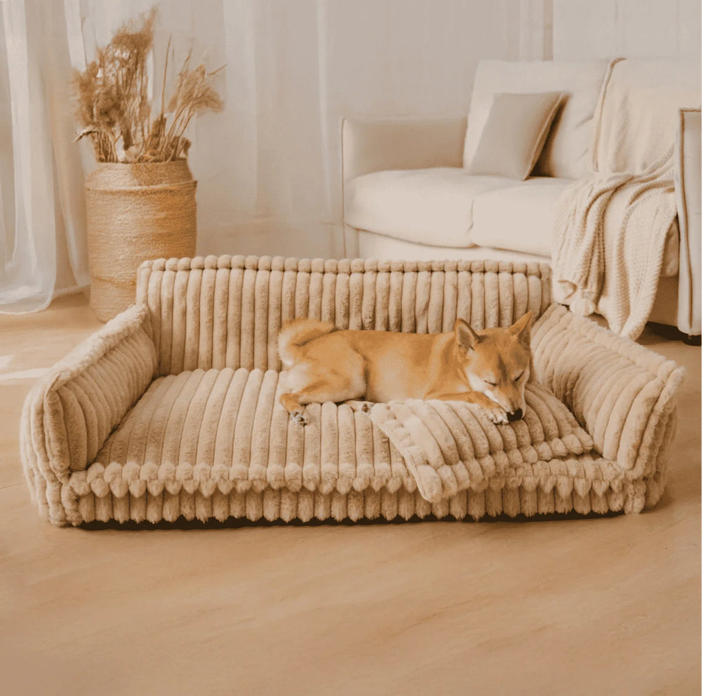 New for Hot-Selling Striped Velvet Rectangular Pet Dog & Cat House Four Seasons Warm Plush Pet Bed