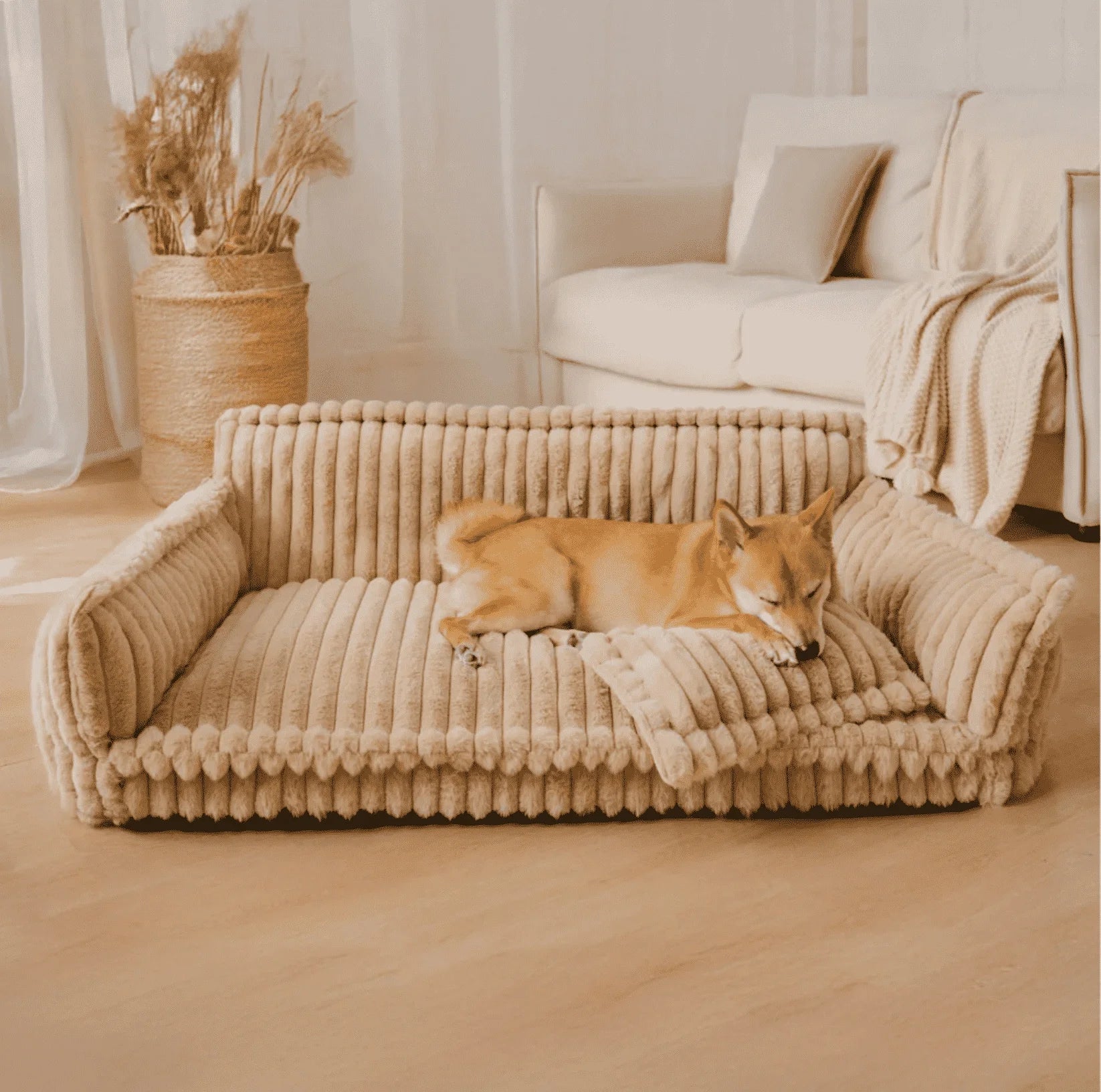New for Hot-Selling Striped Velvet Rectangular Pet Dog & Cat House Four Seasons Warm Plush Pet Bed
