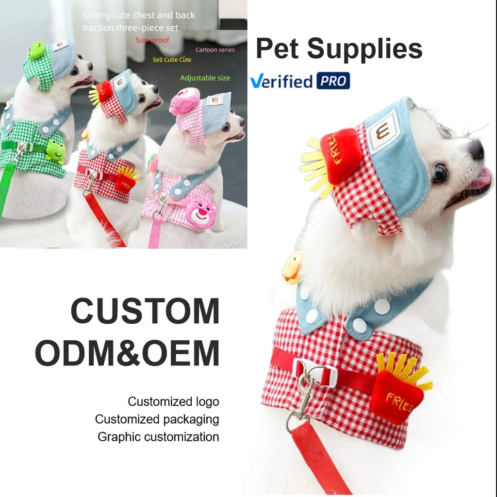 Materials Personalized Spring Summer Dogs Fashion Pet Harness Set Lights Traction Rope Outing Clothing Durable