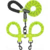 Two-Dog Double-Headed Anti-Tangle Retractable Elastic Nylon Pet Leash Padded Ribbon Dog Reflective Rope Leash