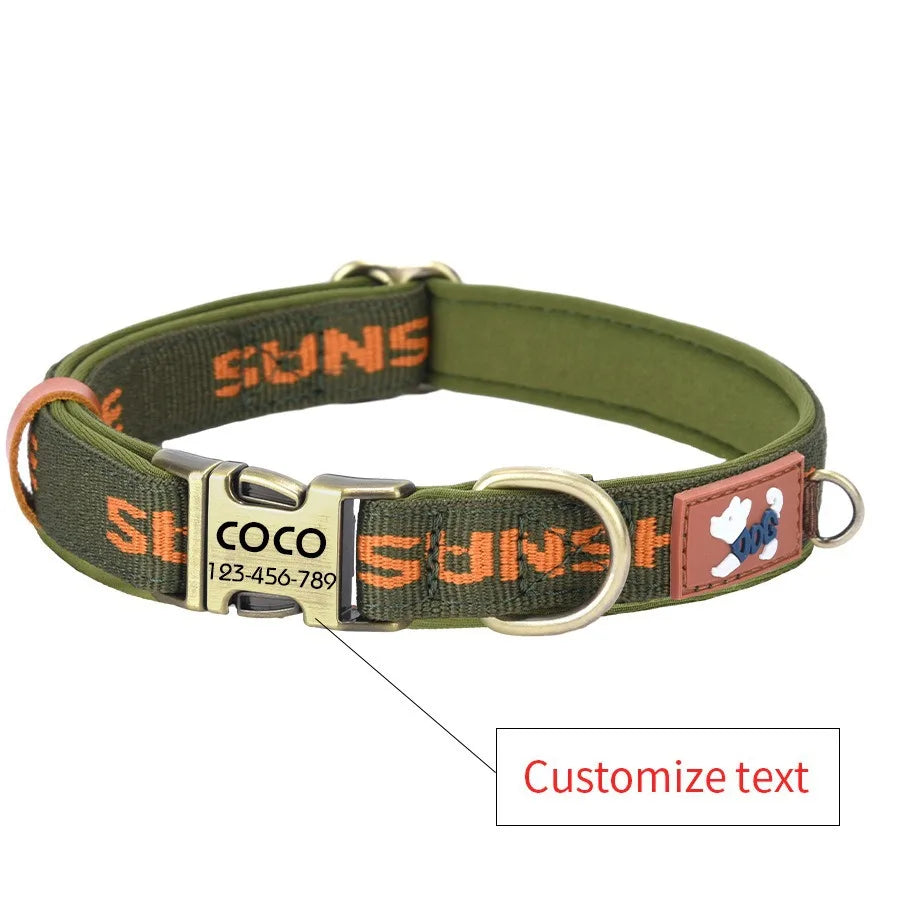 Cartoon Print Pattern  Pet Collar with Metal Buckle Ribbon Dog Collar with Engraving