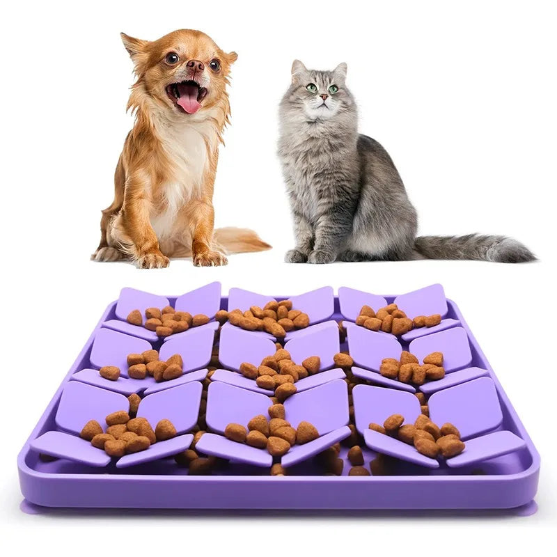 Square Flower Design Silicone Slow Feeder Pet Lick Mat Pet Bowls & Feeders for Dog Sniffing & Snuffle Mat
