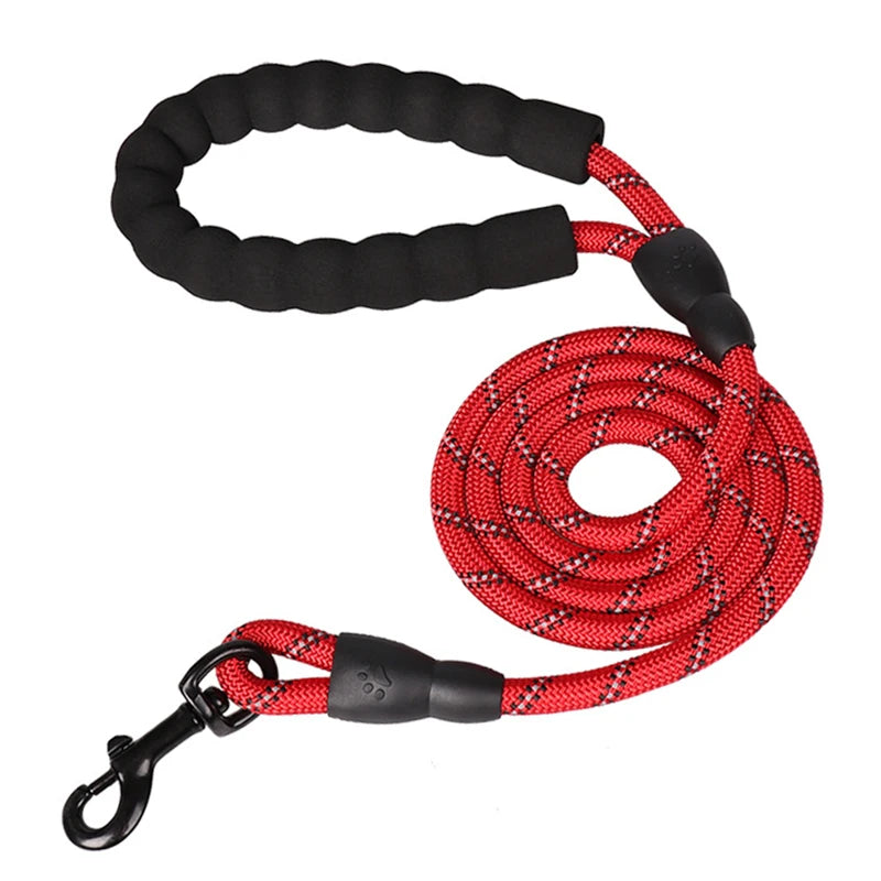 Durable Nylon Reflective Dog Leash Heavy Duty Pet Traction Rope Adjustable Length for Large Medium Dogs Training Walking