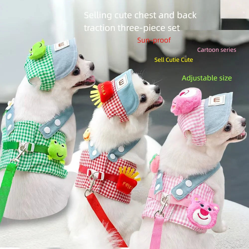 Materials Personalized Spring Summer Dogs Fashion Pet Harness Set Lights Traction Rope Outing Clothing Durable