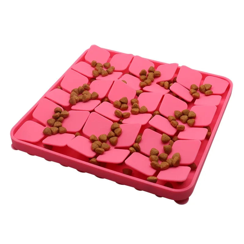 Square Flower Design Silicone Slow Feeder Pet Lick Mat Pet Bowls & Feeders for Dog Sniffing & Snuffle Mat