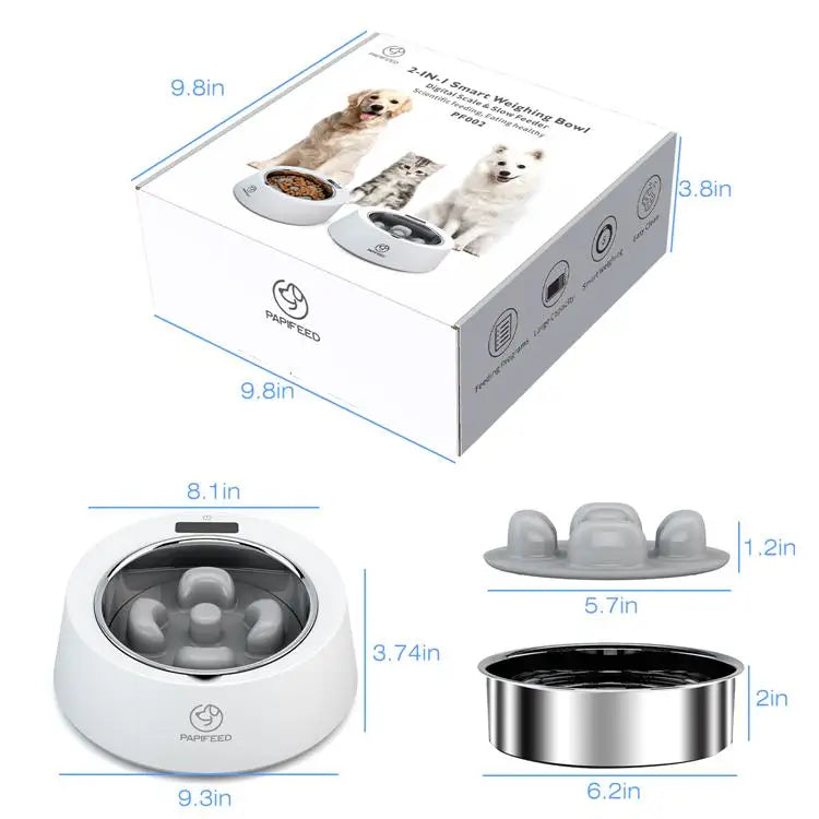 Anti-spill Pet Feeding Bowl with Weighing Function Anti-choking Slow Food Bowl Small and Medium Dogs Feeder Basin