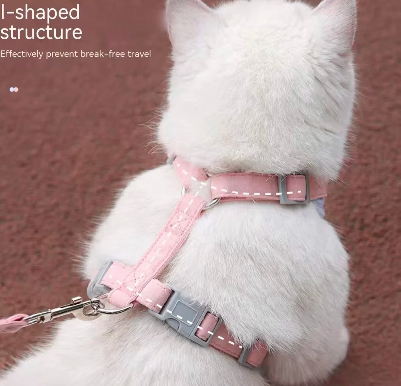 New Cat Leash - Anti-Snatching Cat Chest Harness for Outdoor Cat Walk - Adjustable Pet Leash