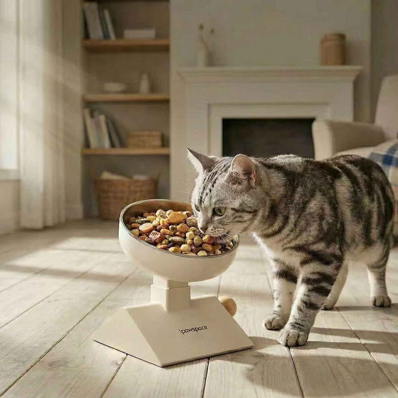 304 Food-Grade Stainless Steel Cat Food Bowl - Adjustable Angle 0–17.5°